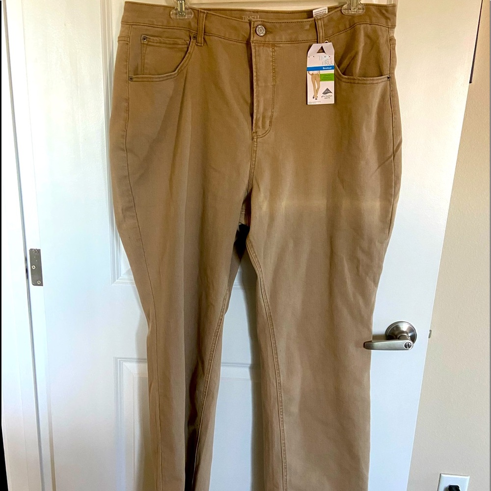 Bootcut mid rise khaki stretch jeans